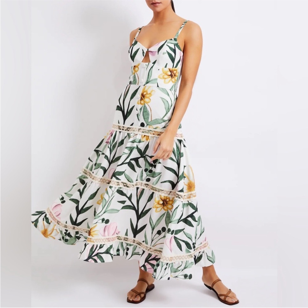 PatBO Jasmin midi dress with jute trim, NWT sz 8